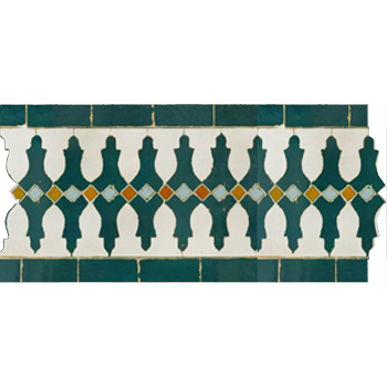 Mosaic House Moroccan tile Ank 1-24-8-30 White,   Ochre,   Sea Green,   celadon, celadon, green   solid cement, encaustic, field, pattern, traditional, stars, classic 